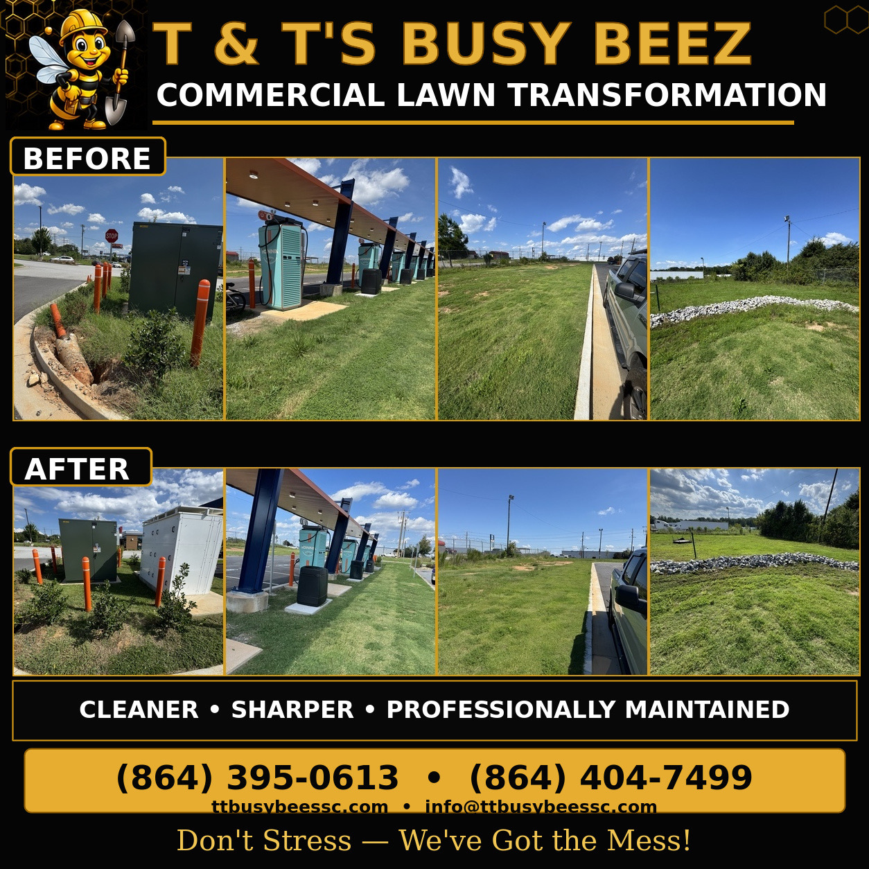 Commercial lawn transformation before and after