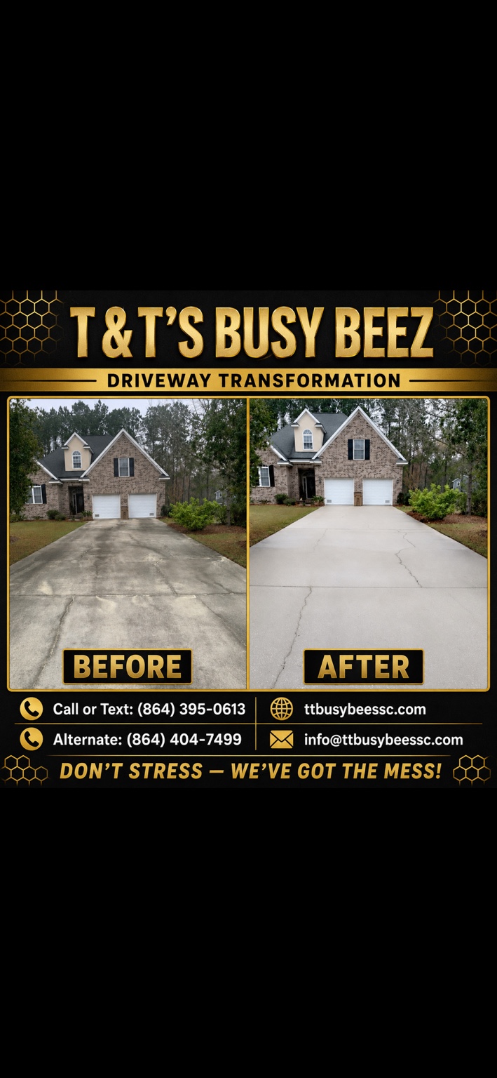 Driveway pressure washing before and after