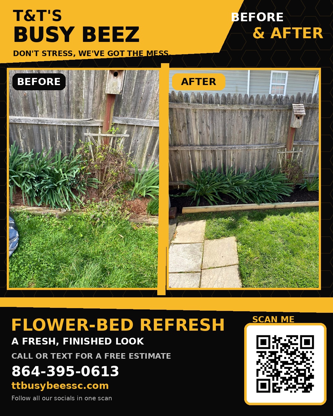 Flower-bed refresh before and after