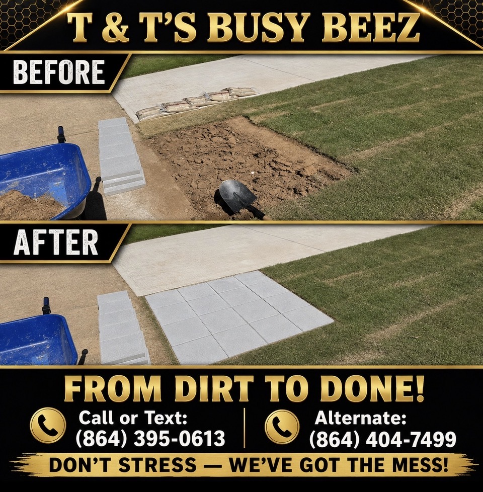 Paver pad installation before and after