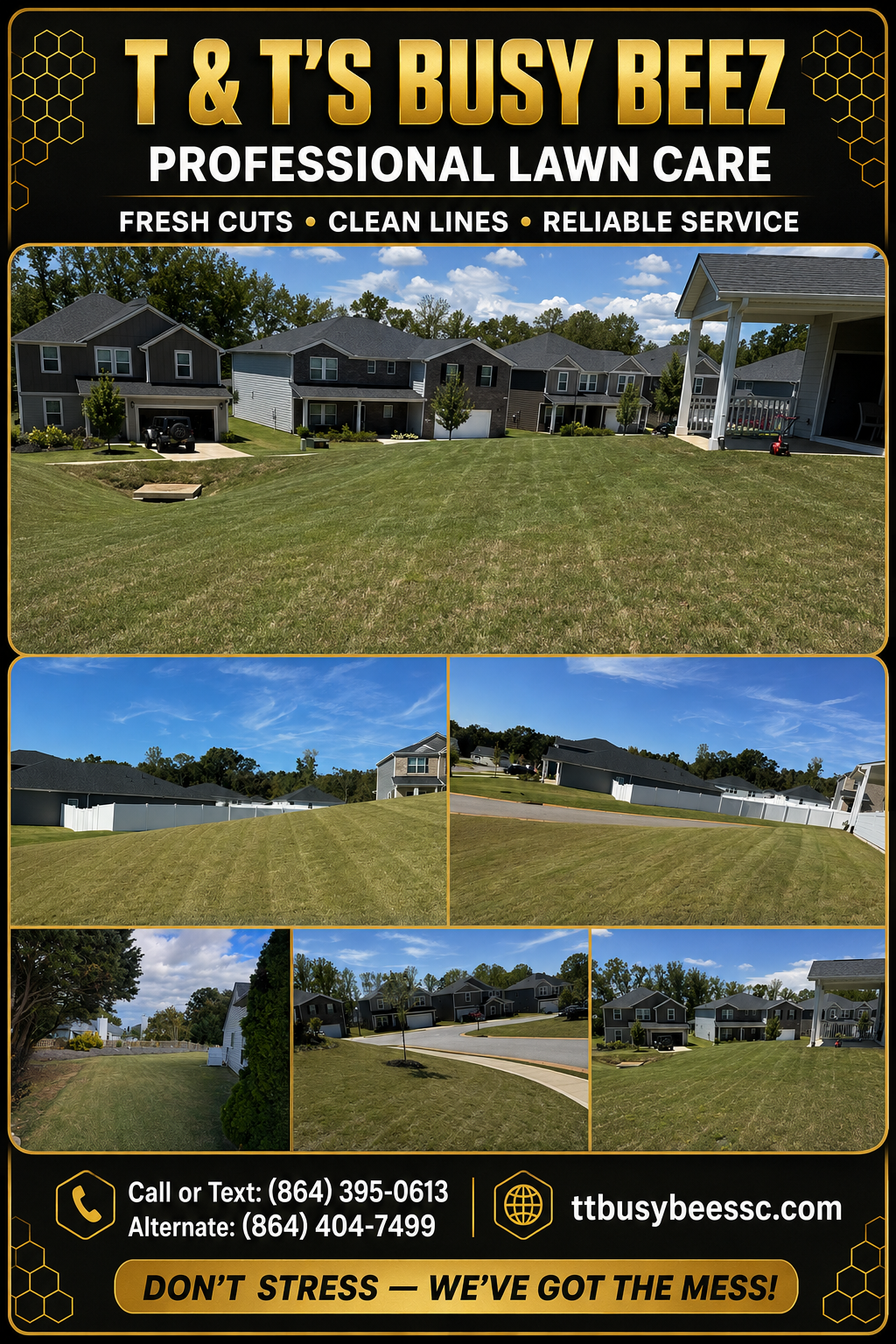 Professional lawn-care work by T and T's Busy Beez