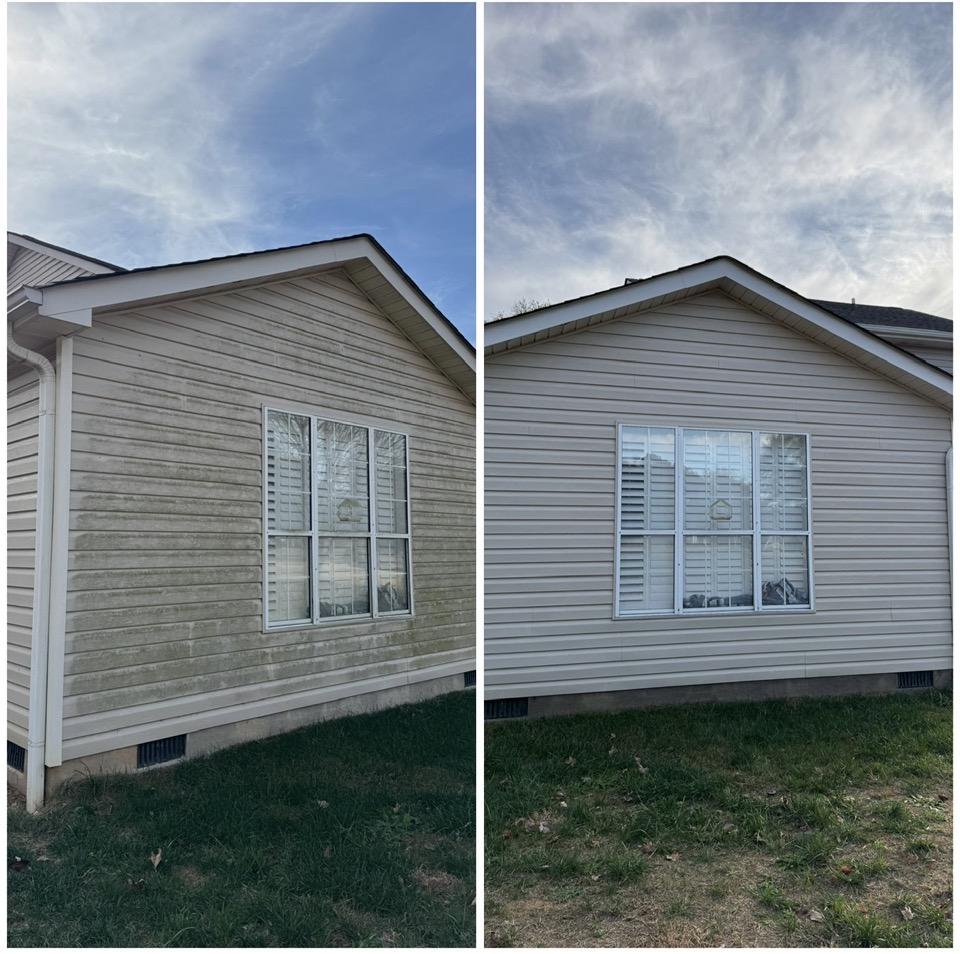 Siding before and after washing